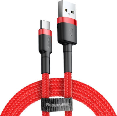 Baseus Cafule Braided USB 2.0 Cable USB-C male - USB-A male Κόκκινο 2m (CATKLF-C09RD)
