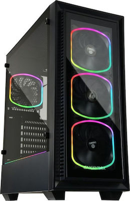 Enermax Starryfort SF30 Gaming Midi Tower Computer Case with Window Panel and RGB Lighting Black