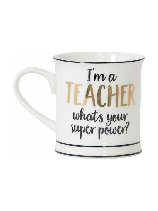 Sass & Belle I am a Teacher Ceramic Cup White 400ml