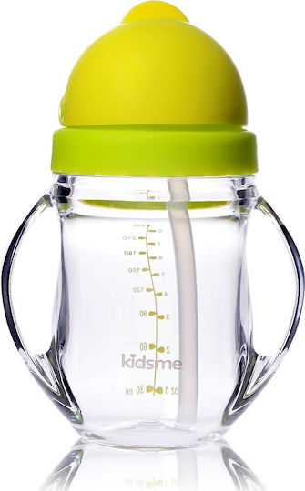 Kidsme Baby Cup with Handles and Straw made of Plastic Green 240ml for 9m+m+