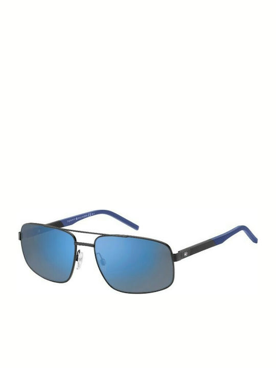 Tommy Hilfiger Men's Sunglasses with Black Metal Frame and Blue Mirror Lens TH1651/S 003