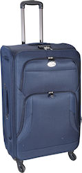 Ankor Large Travel Suitcase Fabric Blue with 4 Wheels Height 70cm