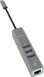 TerraTec Connect C2 USB Hub 3 Θυρών (USB-C) + LAN 251735