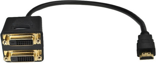 Powertech Convertor HDMI Masculin în DVI-D 2x Femelă 1 Bucată CAB-H109