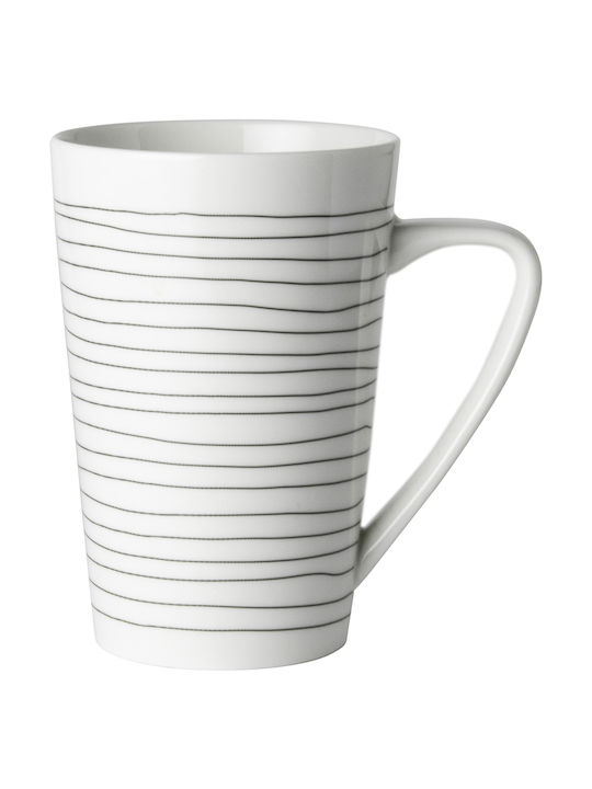 Dutch Rose Black Stripe XL Porcelain Cup White 430ml