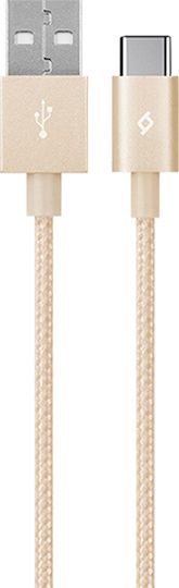 TTEC Braided USB 2.0 Cable USB-C male - USB-A Χρυσό 1.2m 2DK18A