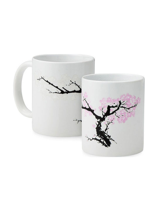 Kikkerland Cherry Blossom Wärmewechsel Tasse Keramik Weiß CU92 1Stück