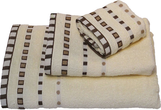 Le Blanc Prosop de mână Penne Jacquard Pua 30x50cm. Cremă Greutate 450gr/m²