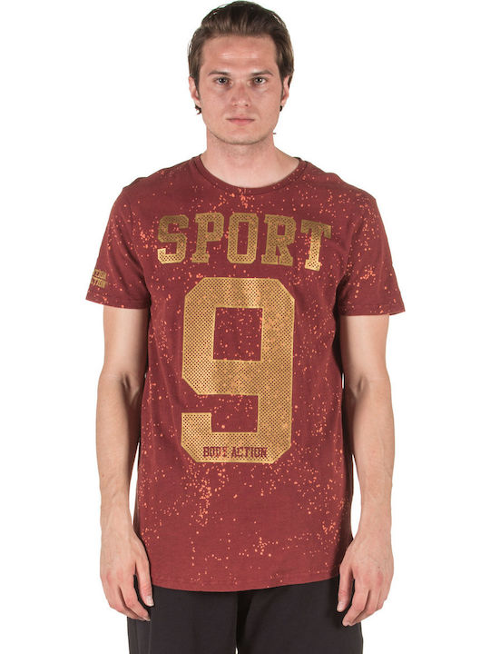 Body Action Bluza Sportivă pentru Bărbați cu Mânecă Scurtă Polo Maroon