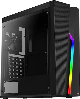 Aerocool Bolt Gaming Midi Tower Κουτί Υπολογιστή με Πλαϊνό Παράθυρο και RGB Φωτισμό Μαύρο