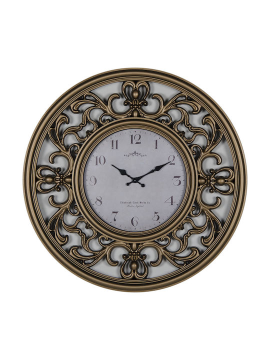 Homeplus Antique Wall Clock Plastic Gold Ø65cm