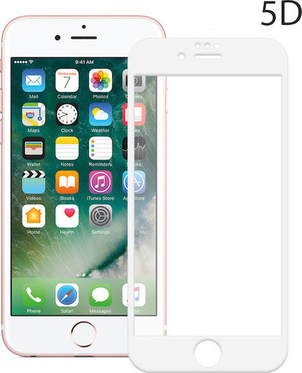 Powertech 5D Vollkleber Vollflächig gehärtetes Glas Weiß (iPhone SE 2022 / 2020 / 8 / 7)