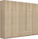 Economy Latte Πεντάφυλλη Ντουλάπα με Πατάρι 252x60x233cm