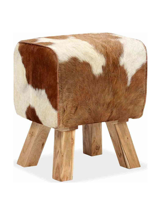 Stool For Living Room Upholstered with Leatherette Brown 40x30x45cm