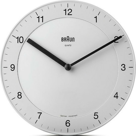 Braun BC06W Silent Wall Clock Plastic Λευκό Ø20cm Braun BC06W Silent Wall Clock Plastic Λευκό Ø20cm
