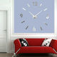 Modern Large 3D Wall (Διάσταση Αριθμών 12cm) 3D Ρολόι Τοίχου Αυτοκόλλητο Πλαστικό Ασημί