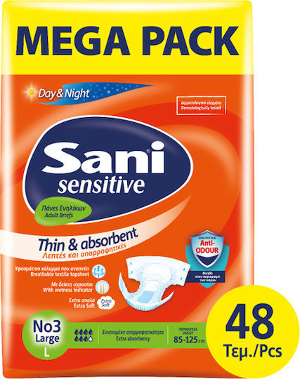 Sani Sensitive Think & Absorbent Incontinence Diapers Large 4x12pcs