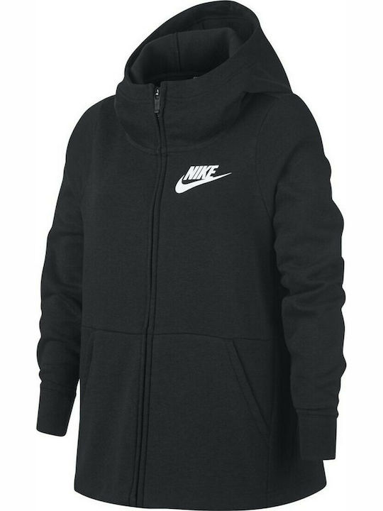Nike Αθλητική Παιδική Ζακέτα Φούτερ με Κουκούλα Μαύρη Sportswear