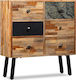 Metallic Chest of Drawers of Solid Wood with 6 Drawers 70x30x76cm