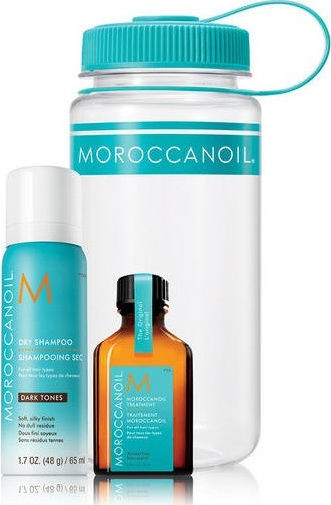 Moroccanoil Gym Refresh Travel Kit Dark Tones & All Hair Types Hair Care Sets Brightening for Dry Hair with Shampoo & Oil 3 Pieces