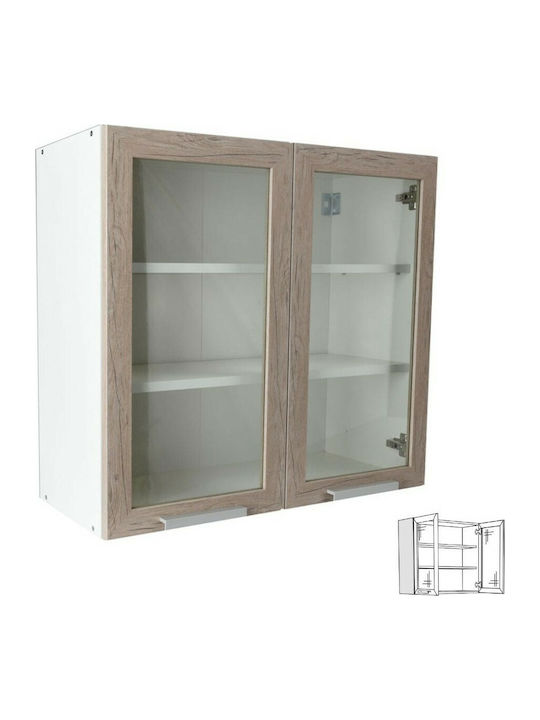 IN V80/S Wall Cabinet Γκρι Δρυς L80xW31xH72cm