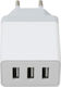 Platinet Φορτιστής Χωρίς Καλώδιο με 3 Θύρες USB-A 15W Λευκός (PLCU33AW)