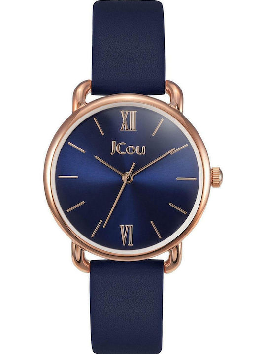 Jcou Charm Women's Watch with Blue Metal Bracelet