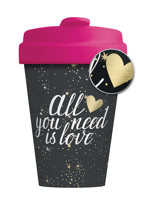 Chic Mic All You Need Is Love Bamboo Cup with Lid Gold 400ml