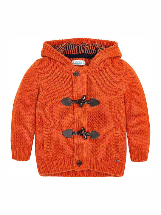 Mayoral Kids Cardigan Knitted with Hood Orange