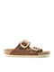 Arizona Big Buckle Leather Women's Flat Sandals Anatomic in Brown Color Narrow Fit