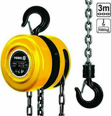 Vorel Chain Hoist for Weight Load up to 1t Yellow 80751