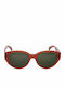 Oozoo Women's Sunglasses with Red Plastic Frame and Green Lens OSG006-C5