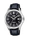 Casio Ανδρικό Ρολόι 41mm Μπαταρίας με Μαύρο Δερμάτινο Λουράκι
