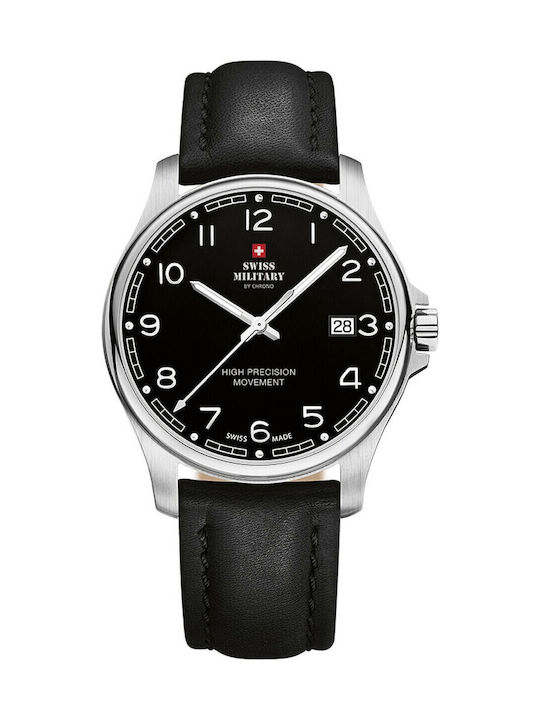 Swiss Military by Chrono Мъжки часовник 39мм с батерия и черна кожена каишка