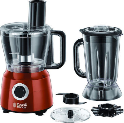 Russell Hobbs Desire -56 Multifunctional Food Processor 600W with Pot 2.5lt and Jug Blender Red