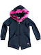 Joyce Girls Hooded Cardigan with Zipper Navy Blue