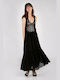 Pepe Jeans Azu Summer Maxi Dress with Ruffle Black