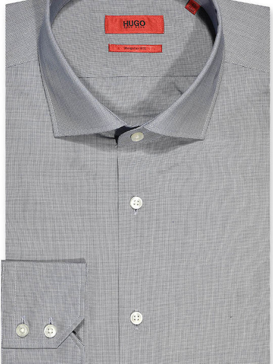 Hugo Boss Men's Shirt Long Sleeve Cotton Checked Light Blue