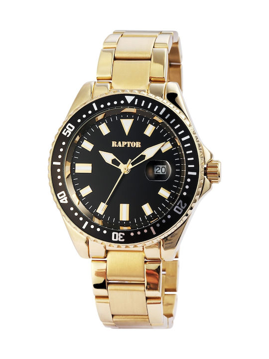 Raptor Men's Watch 43mm Chronograph Battery with Gold Metal Bracelet