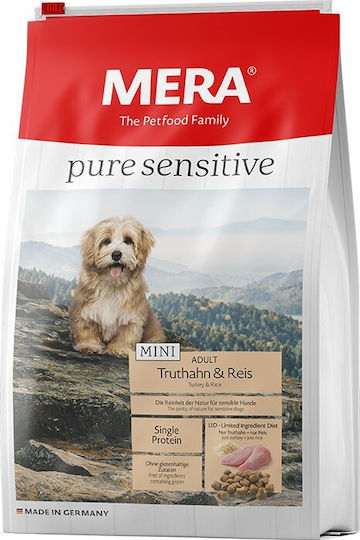 Meradog Pure Sensitive Mini Adult 4kg Dry Food for Adult Small Breed Dogs with Turkey and Rice