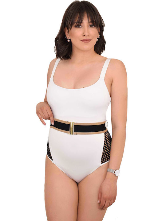 One Piece Swimsuit with Removable Padding White