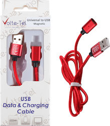 Volte-Tel Geflochten / Magnetisch USB 2.0 auf Micro-USB-Kabel Rot 1m (8228292) 1Stück