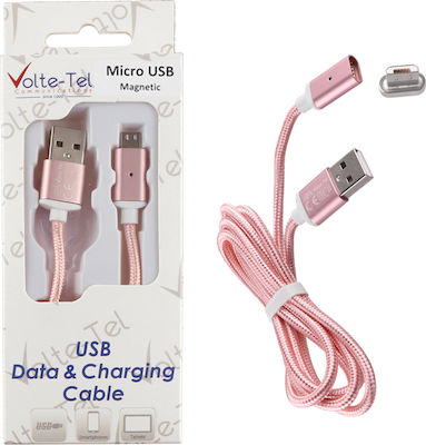 Volte-Tel Geflochten / Magnetisch USB 2.0 auf Micro-USB-Kabel Rosa 1m (8228353) 1Stück
