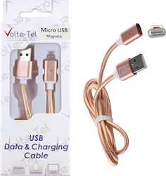 Volte-Tel 8228339 Braided USB 2.0 σε micro USB 1m Χρυσό