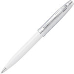 Sheaffer 100 Series Glossy White Barrel With Brushed Chrome Cap Stift Kugelschreiber mit Blau Tinte