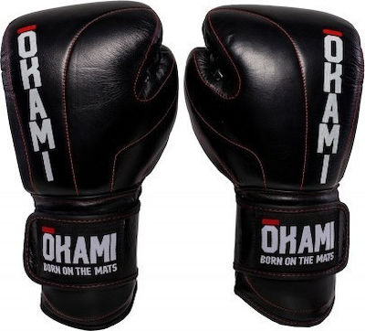 Okami Fightgear Competitor Gloves Leather Boxing Competition Gloves Black