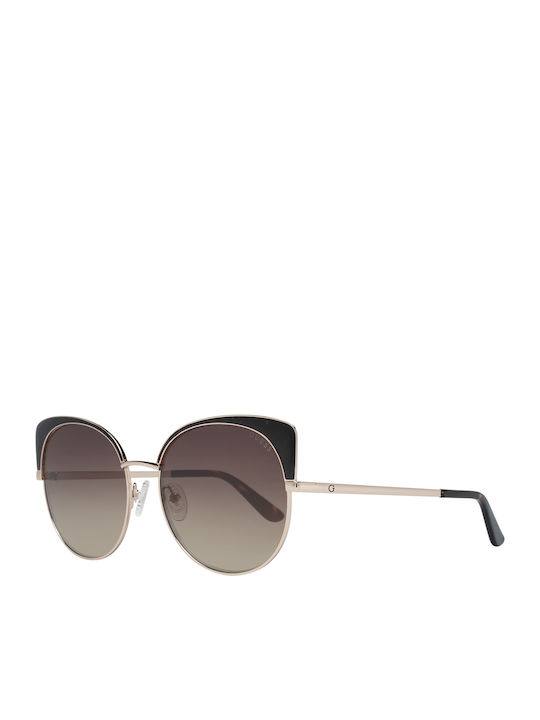 Guess Damen Sonnenbrille mit Gold Metall Gestell und Braun Verlaufsfarbe Linse GU7599 50G