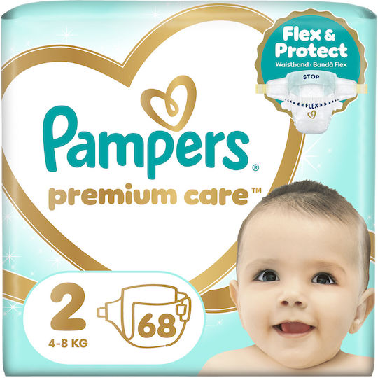 Pampers Πάνες με Αυτοκόλλητο Premium Care No. 2 για 4-8kg 68τμχ