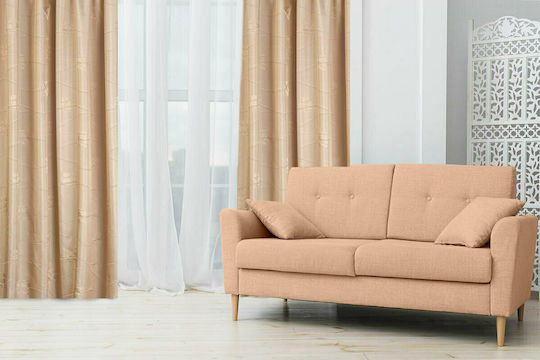 Omega Home 202 Mit Bleistiftfalten Beigefarbenen Vorhängen 145x270cm