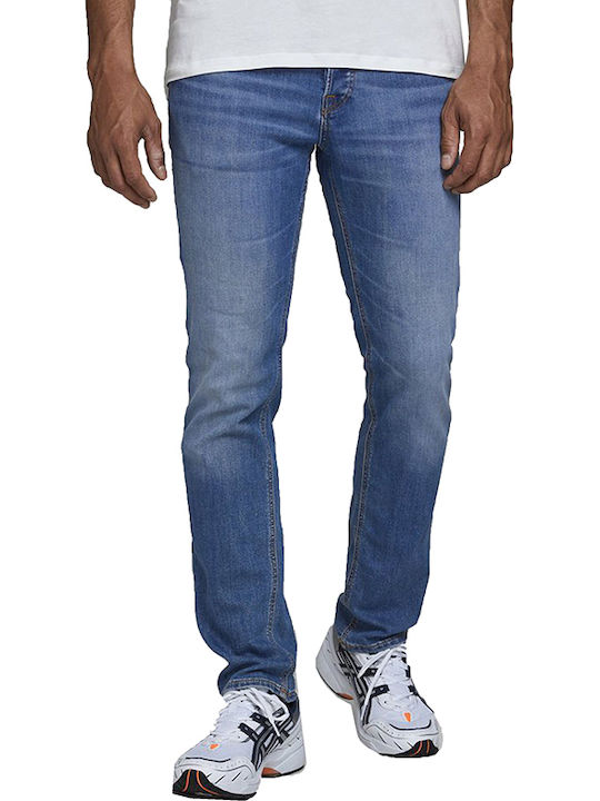 Men's Jeans Pants Elastic with Slim Tapered Fit Blue Denim